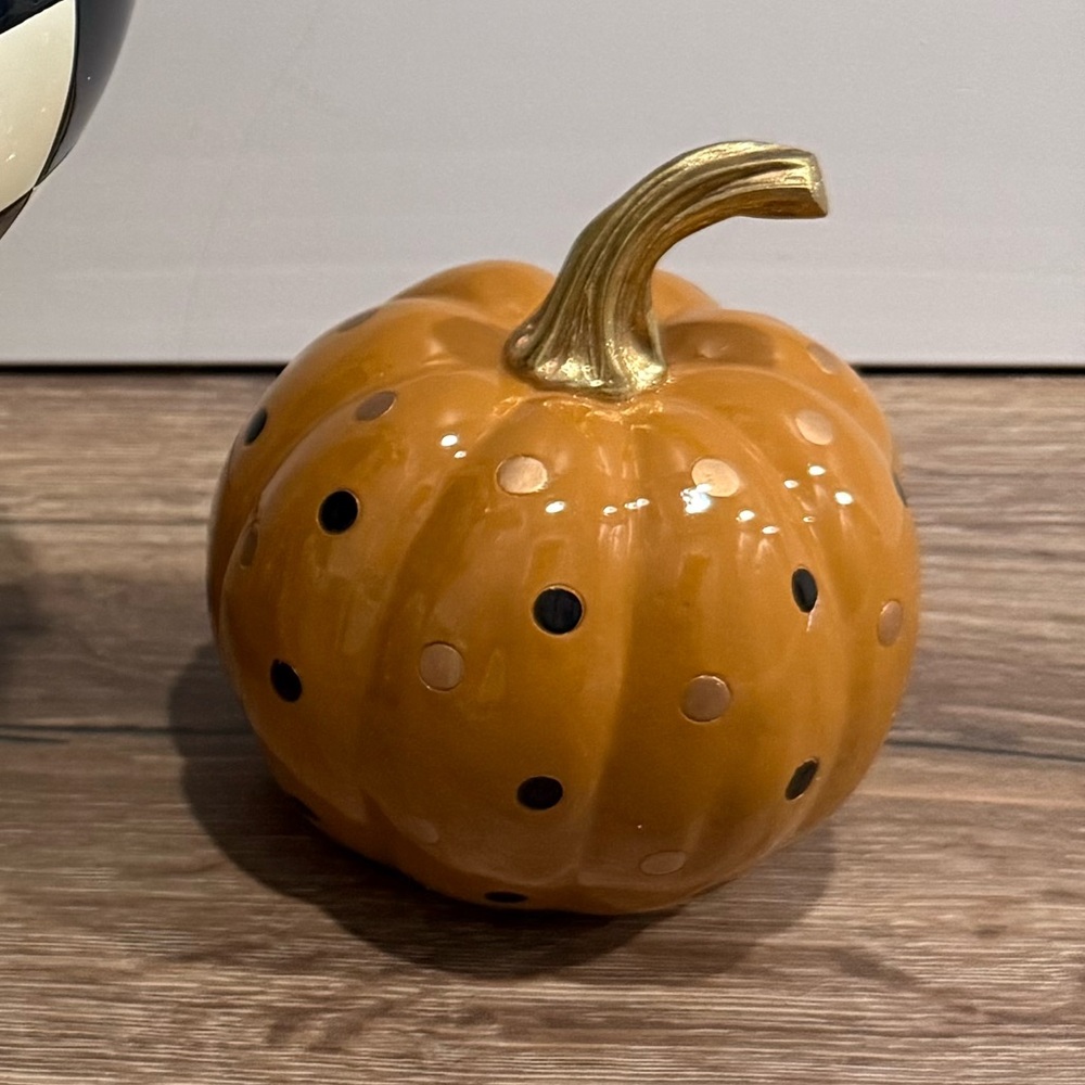 MacKenzie-Childs Orange and Gold Polka Dot Pumpkin